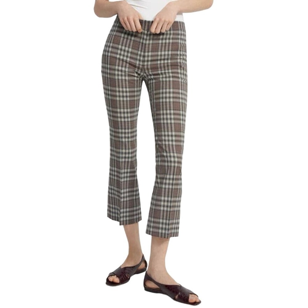 THEORY Plaid Wool Cropped Kick Pants Preppy Dark Academia Prep School - Sz 10